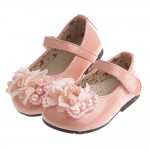 (13~16公分)BabyView寶貝優時尚米蘭系列亮麗粉花飾足弓支撐娃娃鞋-公主鞋-童鞋'